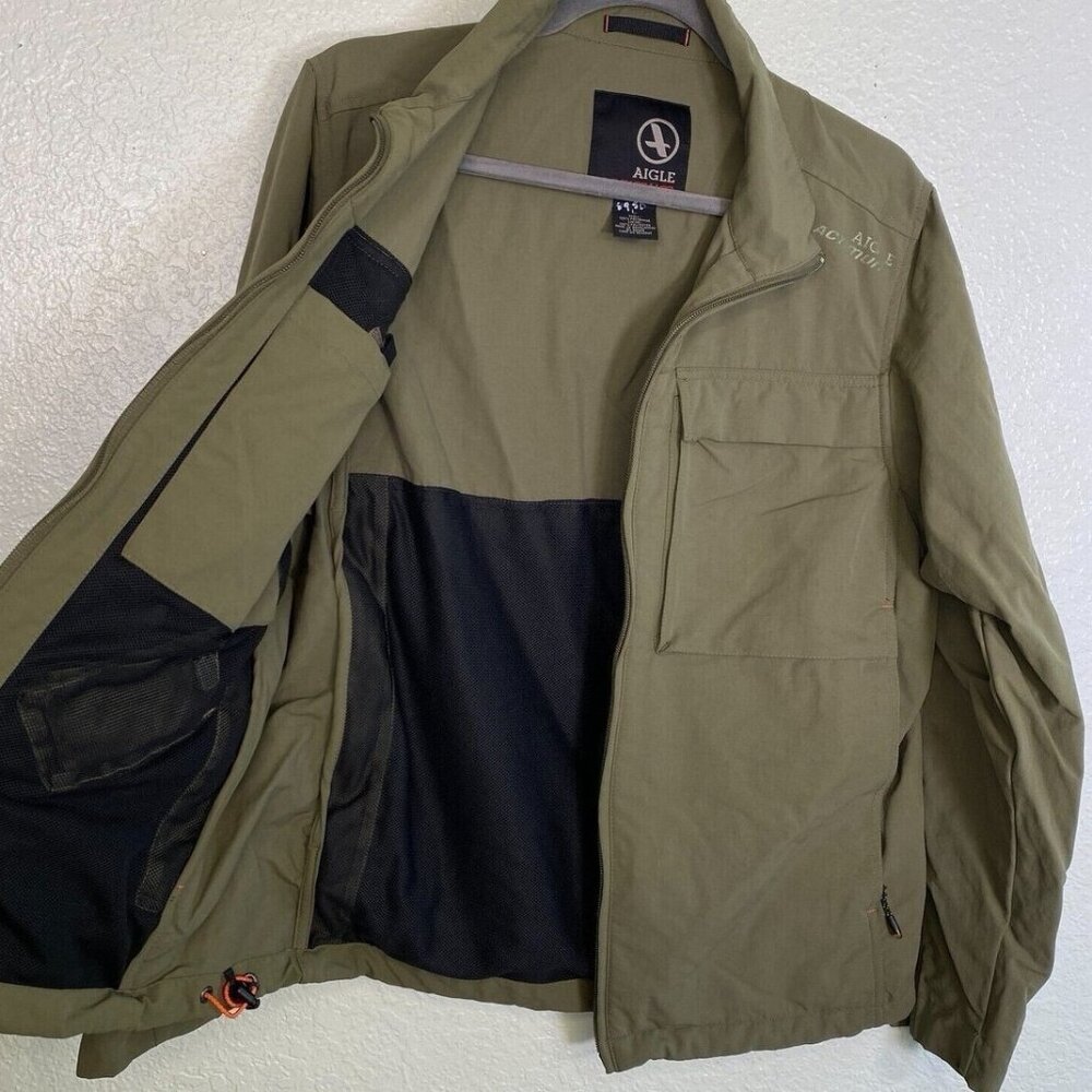 Aigle Actimum Jacket Men’s XXL Olive Green Full Zip Outdoor Softshell Utility
